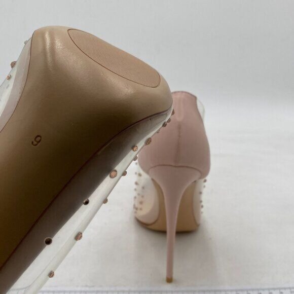 FSJ Light Pink Studded Pointed Toe Transparent Pumps High Heels Shoes - Picture 6 of 8